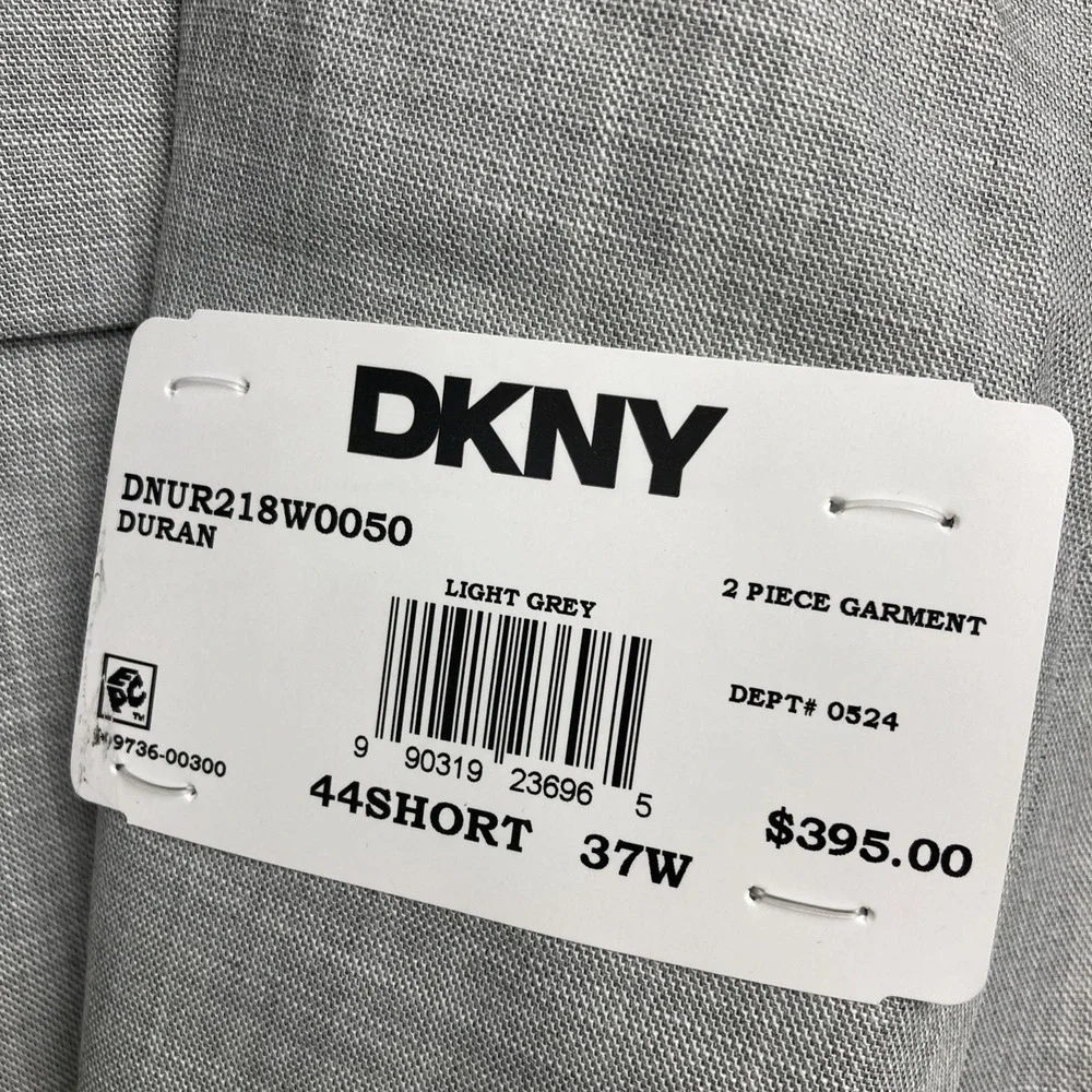 DKNY Mens Modern fit Nested 2-Pc Suit 44S/38W 30L Light Grey